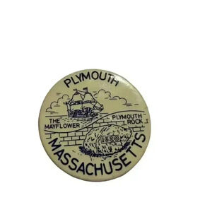 Vintage Plymouth Massachusetts Souvenir Pin Badge Collectible